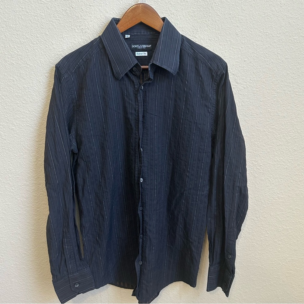 Dolce & Gabbana Men’s Brown Striped Button Up Shirt